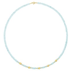 Κολιέ με Κ18 χρυσά στοιχεία και Aqua - F126793