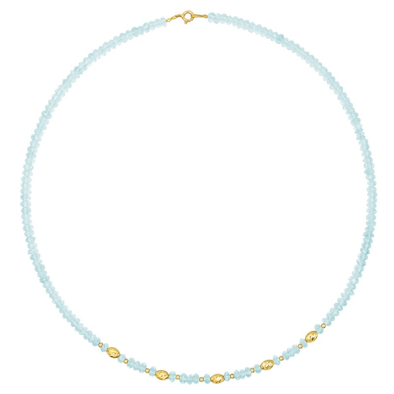 Κολιέ με Κ18 χρυσά στοιχεία και Aqua - F126793