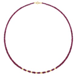 Κολιέ με Κ18 χρυσά στοιχεία και ρουμπίνια - F126794