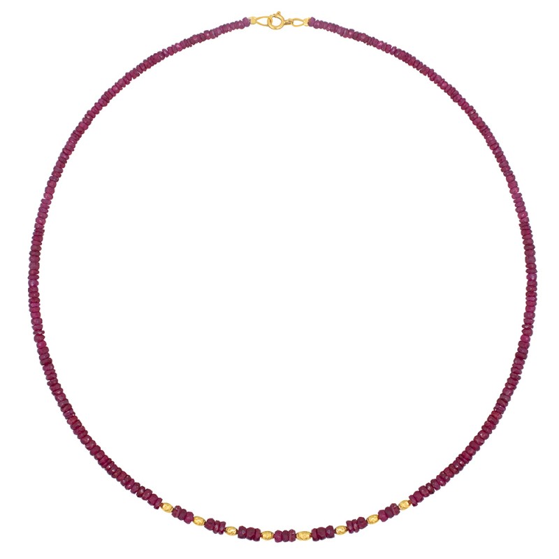 Κολιέ με Κ18 χρυσά στοιχεία και ρουμπίνια - F126794