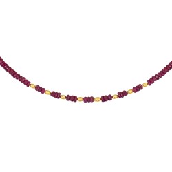 Κολιέ με Κ18 χρυσά στοιχεία και ρουμπίνια - F126794