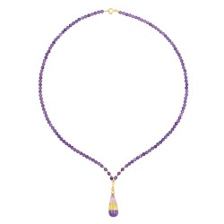 Κολιέ με Κ14 χρυσά στοιχεία και Amethyst - F126805AM