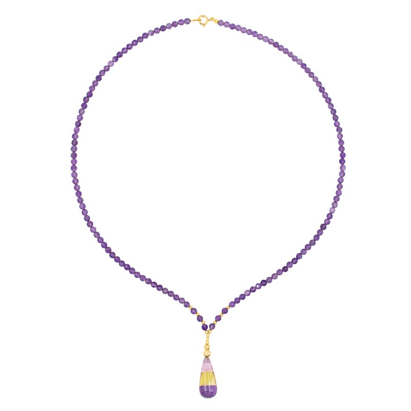 Κολιέ με Κ14 χρυσά στοιχεία και Amethyst - F126805AM