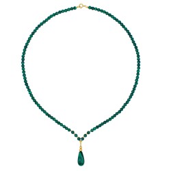 Κολιέ με Κ14 χρυσά στοιχεία και μαλαχίτη - F126805M