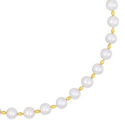 Κολιέ με Κ18 χρυσά στοιχεία και λευκά μαργαριτάρια - F126820