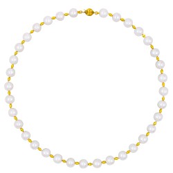 Κολιέ με Κ18 χρυσά στοιχεία και λευκά μαργαριτάρια - F126820