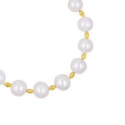 Βραχιόλι με Κ18 χρυσά στοιχεία και λευκά μαργαριτάρια - B126821