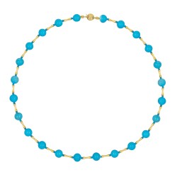 Κολιέ με Κ18 χρυσά στοιχεία και τιρκουάζ - F126849