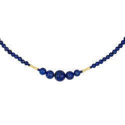 Κολιέ με Κ18 χρυσά στοιχεία και λάπις λάζουλι - F126865