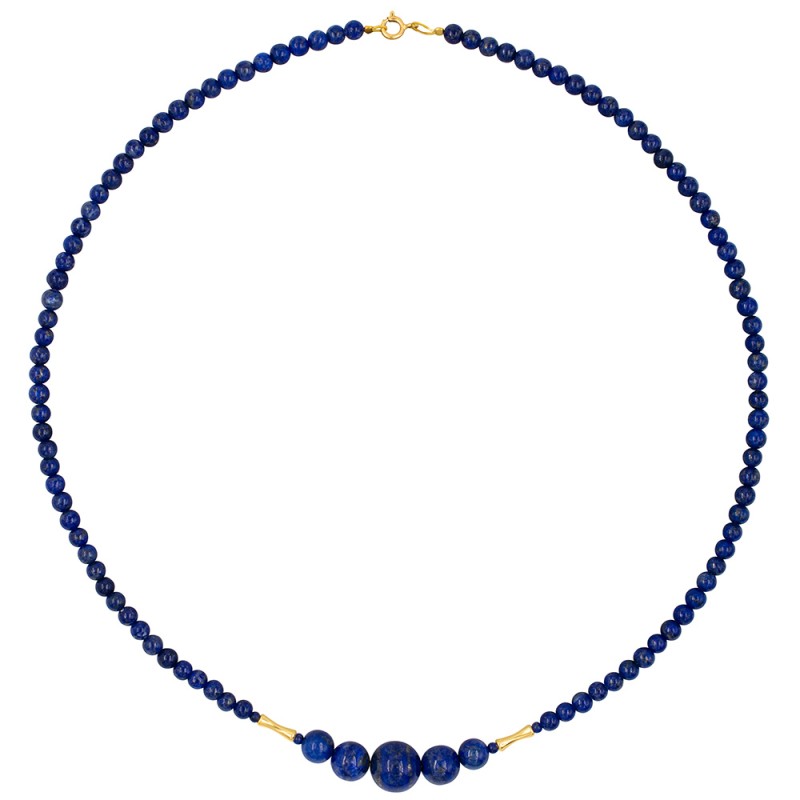 Κολιέ με Κ18 χρυσά στοιχεία και λάπις λάζουλι - F126865