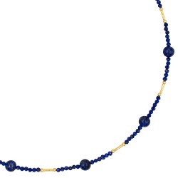 Κολιέ με Κ18 χρυσά στοιχεία και λάπις λάζουλι - F126866