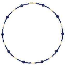 Κολιέ με Κ18 χρυσά στοιχεία και λάπις λάζουλι - F126866