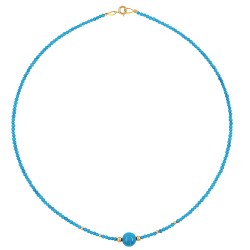 Κολιέ με τιρκουάζ και χρυσά στοιχεία 14K - M317740T Κολιέ με τιρκουάζ και χρυσά στοιχεία 14K - M317740T