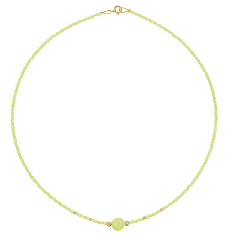Κολιέ με περίδοτο και χρυσά στοιχεία 14K - M317740PER