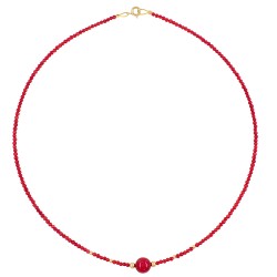 Κολιέ με χρυσά στοιχεία Κ14 και κοράλλια - M317740C