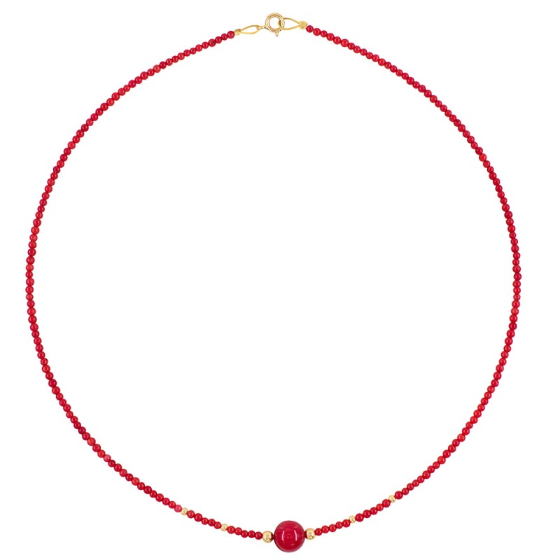 Κολιέ με χρυσά στοιχεία Κ14 και κοράλλια - M317740C