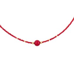 Κολιέ με χρυσά στοιχεία Κ14 και κοράλλια - M317740C