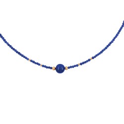 Κολιέ με λάπις λάζουλι και χρυσά στοιχεία 14K - M317740L