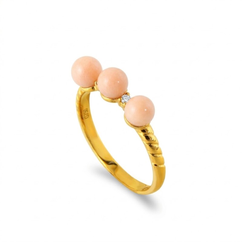 Δαχτυλίδι με κοράλλια σε χρυσό Κ18 - M121401