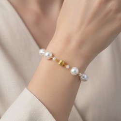 Βραχιόλι χρυσό Κ18 και με μαργαριτάρια 3,5-10mm - L123562