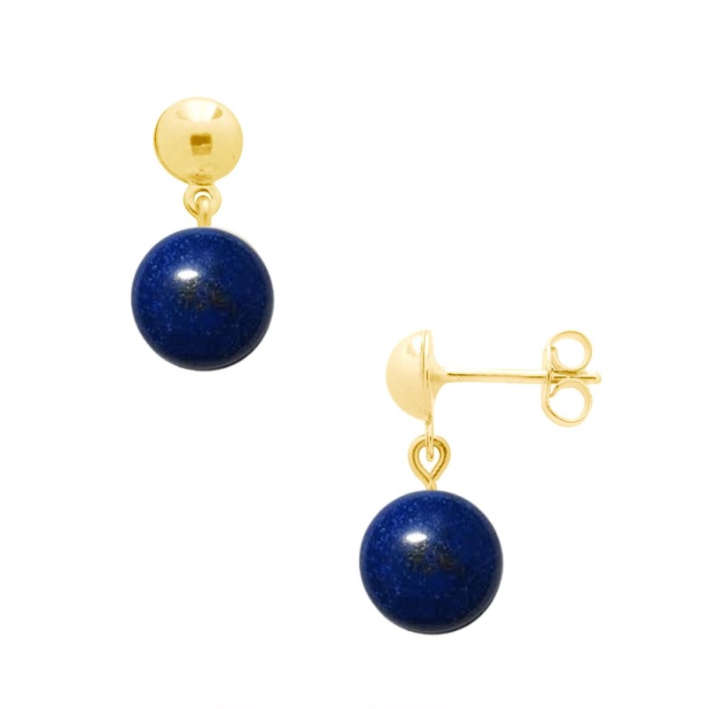Σκουλαρίκια Κ14 χρυσά με λάπις λάζουλι - F124107L