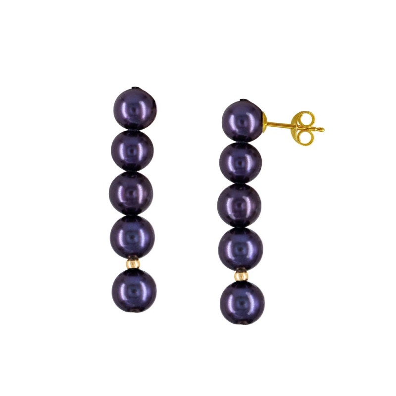 Σκουλαρίκια Κ14 με μαύρα μαργαριτάρια - F1252321