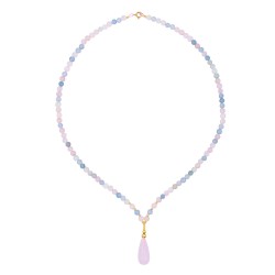 Κολιέ με Κ14 χρυσά στοιχεία και morganite - F126805