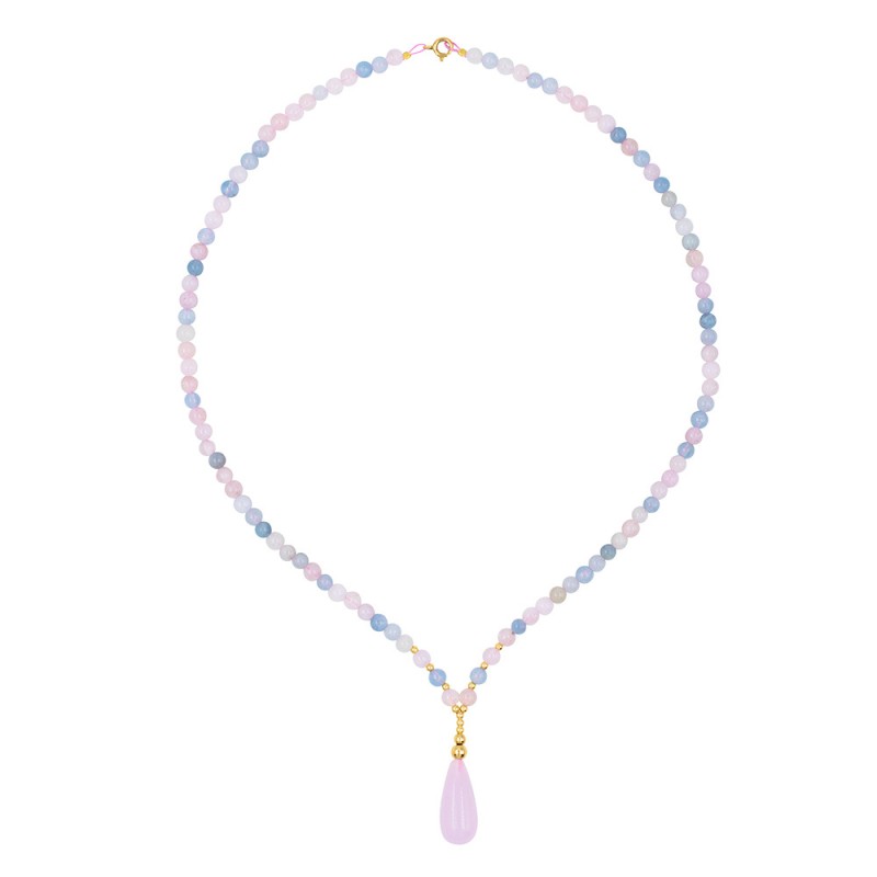 Κολιέ με Κ14 χρυσά στοιχεία και morganite - F126805