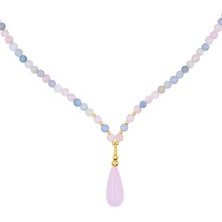Κολιέ με Κ14 χρυσά στοιχεία και morganite - F126805