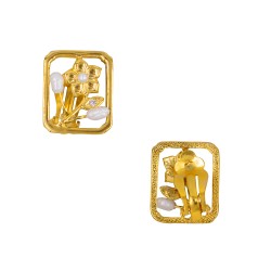 Σκουλαρίκια με λευκά μαργαριτάρια και βάση από ατσάλι με κλιπ - F126876