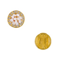 Σκουλαρίκια με λευκά μαργαριτάρια και βάση από ατσάλι με κλιπ - F126878