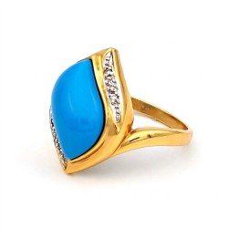 Δαχτυλίδι χρυσό Κ14 με Turquoise και διαμάντια - M303506