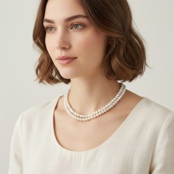 Κολιέ με Κ14 χρυσό κούμπωμα και λευκά μαργαριτάρια - F318869