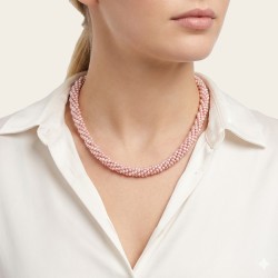 Κολιέ με Κ14 χρυσό κούμπωμα και σομόν μαργαριτάρια - M116813