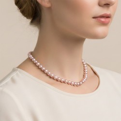 Κολιέ με 925 ασημένιο κούμπωμα και σομόν μαργαριτάρια - M117248S