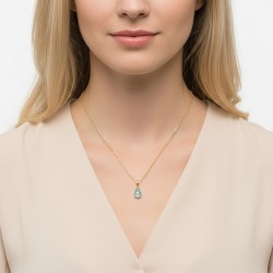 Μενταγιόν Κ18 χρυσό με Aqua - M120787AQ