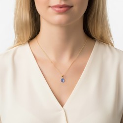 Μενταγιόν Κ18 χρυσό με Blue Topaz - M120787BT