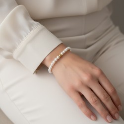 Βραχιόλι με Κ14 χρυσό κούμπωμα και μαργαριτάρια 5,0-5,5mm - M122360