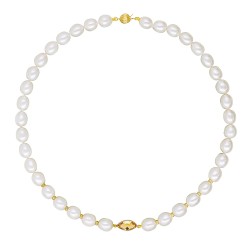 Κολιέ με Κ14 χρυσά στοιχεία, μαργαριτάρια και Citrine - M123165C