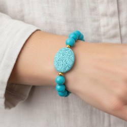 Βραχιόλι με Turquoise, Lava και Hematite - M123343T