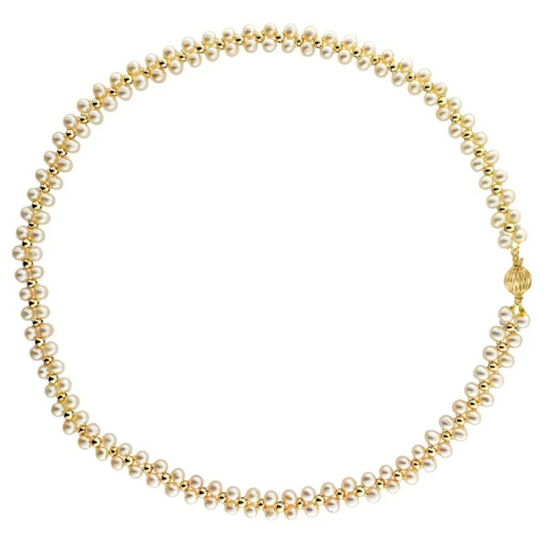 Κολιέ με Κ14 χρυσά στοιχεία και λευκά μαργαριτάρια - M123641