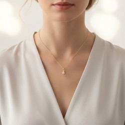 Μενταγιόν χρυσό Κ14 με μαργαριτάρι και χρυσή βάση Κ14 - M123827