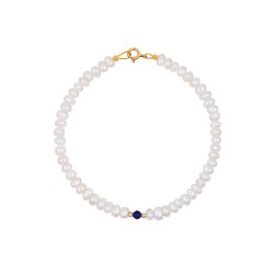 Βραχιόλι με χρυσό Κ14 κούμπωμα με μαργαριτάρια και ζιργκόν - S123986B