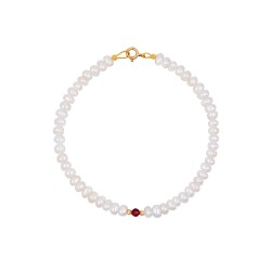 Βραχιόλι με χρυσό Κ14 κούμπωμα με μαργαριτάρια και ζιργκόν - S123986R