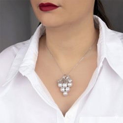 Μενταγιόν λευκόχρυσο Κ18 με μαργαριτάρια South Sea - F124095