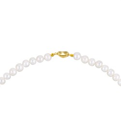 Κολιέ με 925 ασημένιο επιχρυσωμένο κούμπωμα και λευκά μαργαριτάρια - S124665W