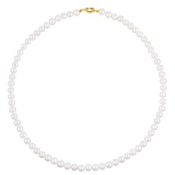 Κολιέ με 925 ασημένιο επιχρυσωμένο κούμπωμα και λευκά μαργαριτάρια - S124665W