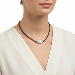 Κολιέ με spinel και λευκό Baroque μαργαριτάρι - F124990