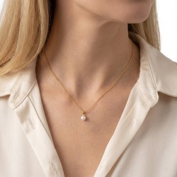 Μενταγιόν χρυσό Κ18 με λευκό μαργαριτάρι - G125347