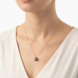 Κολιέ με μαργαριτάρι σε χρυσή αλυσίδα Κ14 - M125349BL